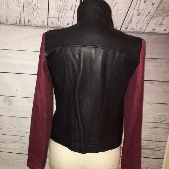 Halogen NORDSTROM BRAND Real Leather 2 color asymmetric zip jacket - Picture 3 of 8